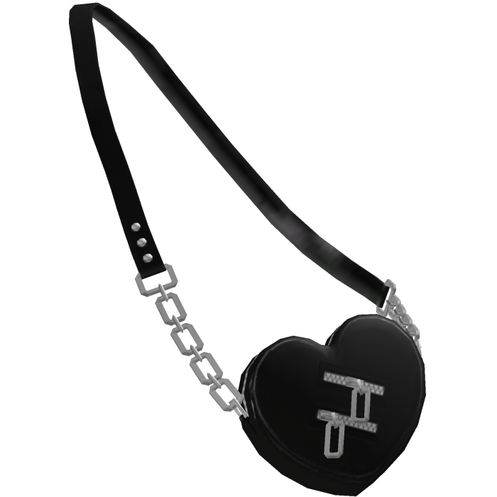 Cute Goth Leather Heart Bag - Black
