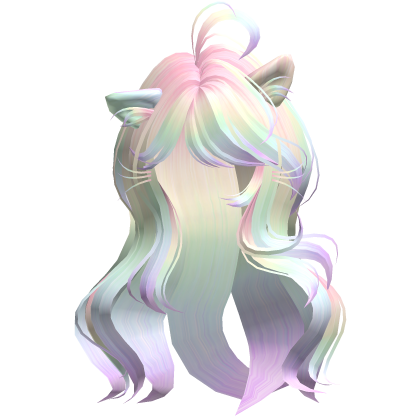 Messy Wavy Cute Kitty Cat Hair in Rainbow 9. Roblox item