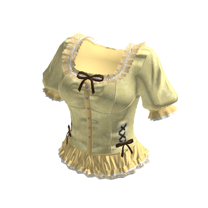 Coquette Lace Trim Peplum Top (Yellow)