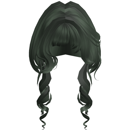 Anime Soft Curly Hair w/ Bangs (Dark Green)