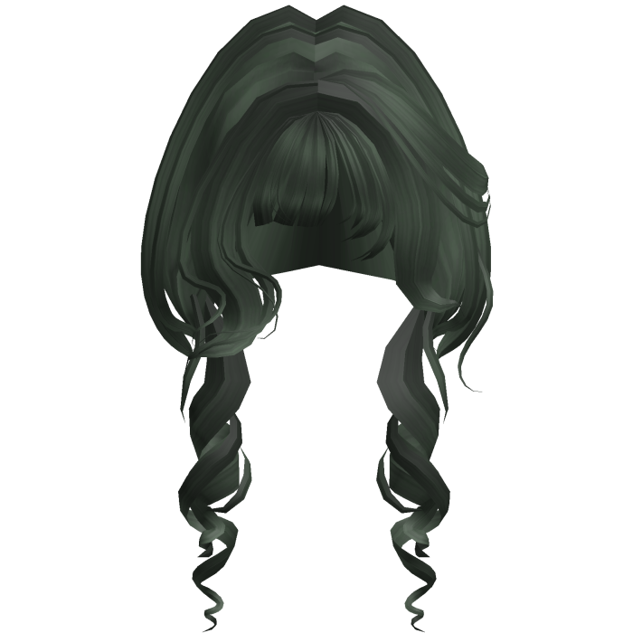 Anime Soft Curly Hair w/ Bangs (Dark Green)