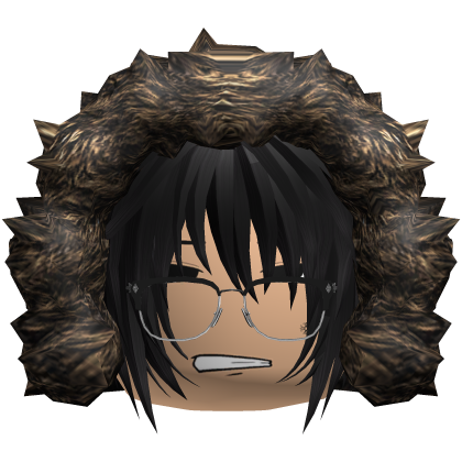 nerdy emo black hair w fur hood Roblox item