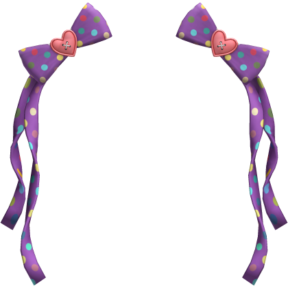 (17) Purple/Coral Polka Bows w Ribbons Roblox item