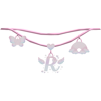 Cute Pink Kawaii Rainbow 1.0 initial R Necklace Roblox item
