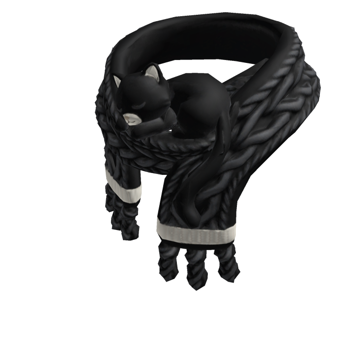 Black Scarf w/ Sleeping Black Kitten