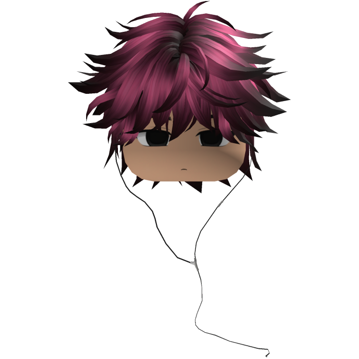 Y2K emo boy with headphones, black pink hair