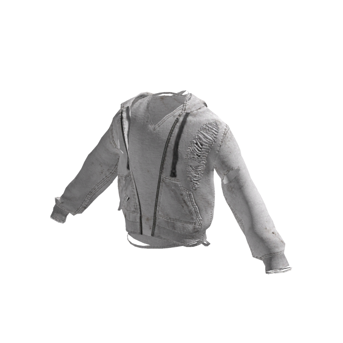 White Distressed Washed Zip-Up Jacket [PBR]