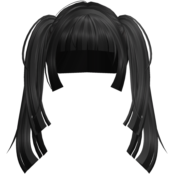 blunt cute shiny black pigtails hime bangs