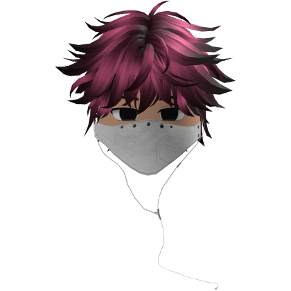Cute Emo Boy Headphones Mask white Y2K ( pink )
