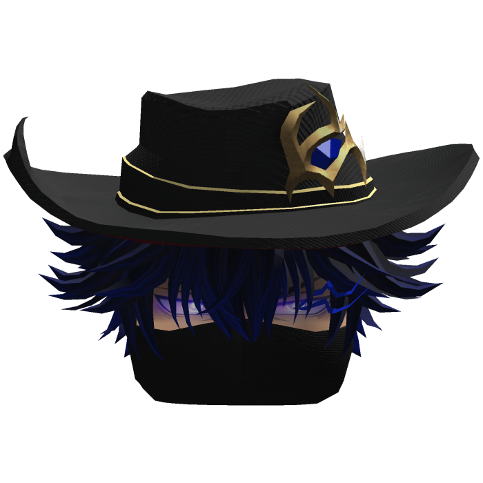 Fluffy Hair with Mask & Hat - Black Blue