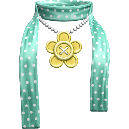 Chic Cute Polka Dot Flower Button Scarf Teal