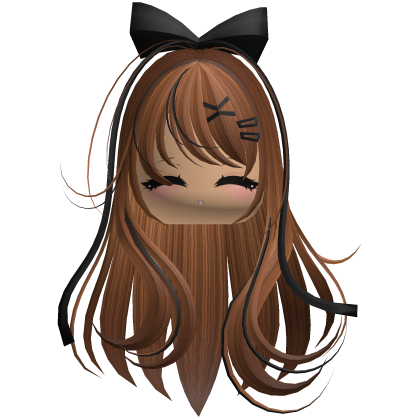 Beautiful Girl with Long Hair, Cute Bow & Lashes