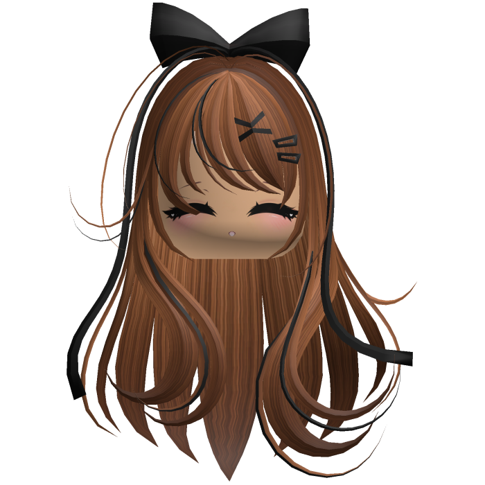 Beautiful Girl with Long Hair, Cute Bow & Lashes