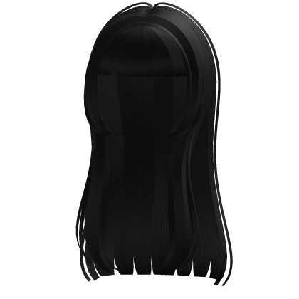 Straight Long Hime Hair Cut in black Roblox item