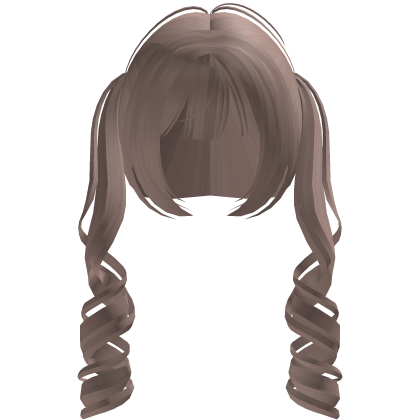 cute curly blunt bang pigtails in milk tea