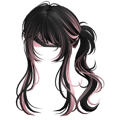 Messy Vamp Cyber Wolfcut Ponytail Black&Pink Roblox item