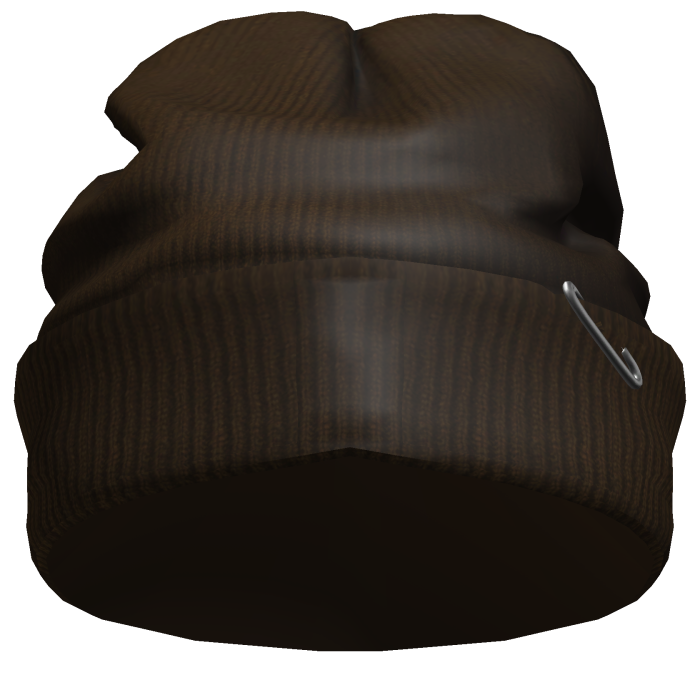 Y2k Brown Emo Distressed Beanie With Hair Pin