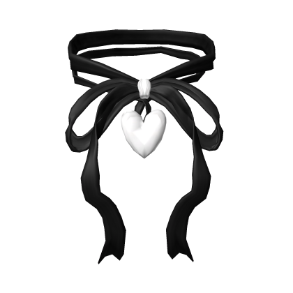 Black Bow With Heart Choker  Roblox item