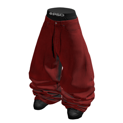 BAGGY Sagged Red Jeans w/ Shoes