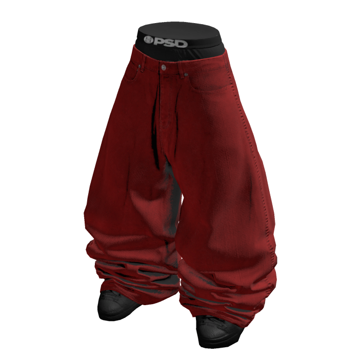 BAGGY Sagged Red Jeans w/ Shoes