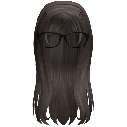 Moe kitty brown hair with cross hairclips Roblox item