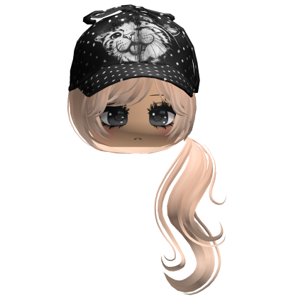 ♡ cute moe girl w black polka dots hat
