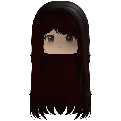 Red Straight Hair w/ Cute Anime Girl Face Roblox item