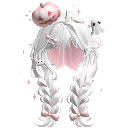 Halloween Cute Pumpkin Braids (White&Pink) Roblox item