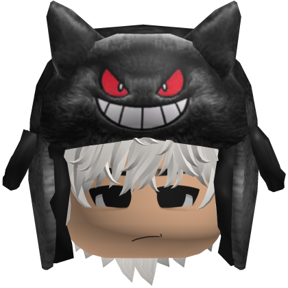 Black Monster Ushanka w/ Emo Boy Face y2k Hair Roblox item