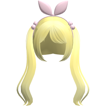 yellow cute pigtails w bunny ears hair bow