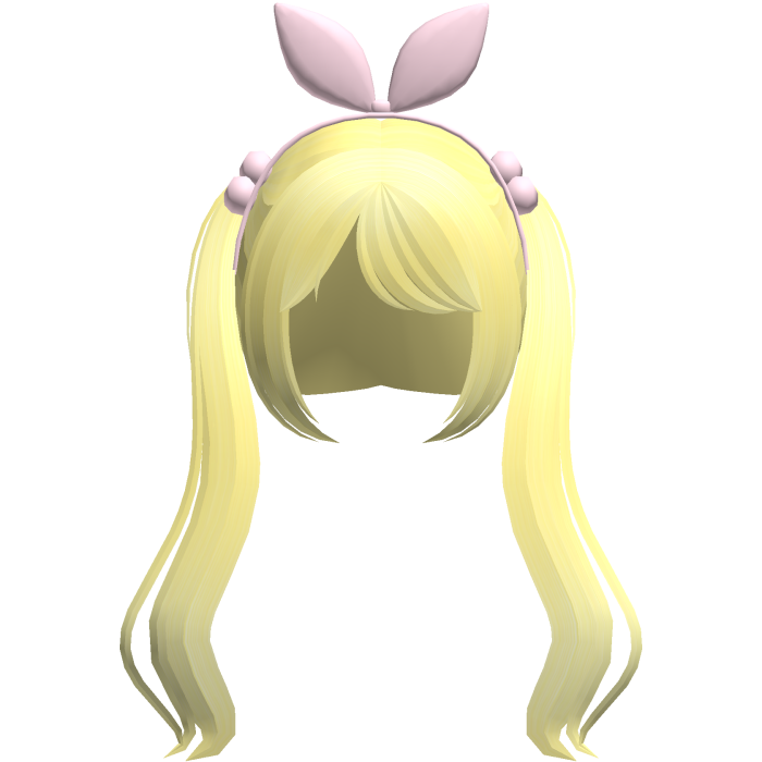 yellow cute pigtails w bunny ears hair bow