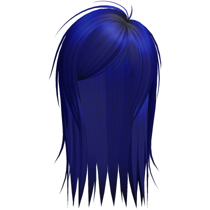 cute messy side part scene hair in dark blue Roblox item