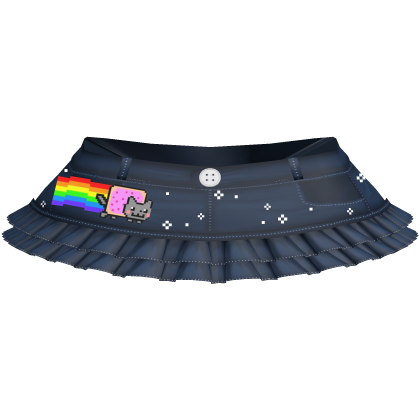 short denim cutie mini skirt nyan cat dark wash
