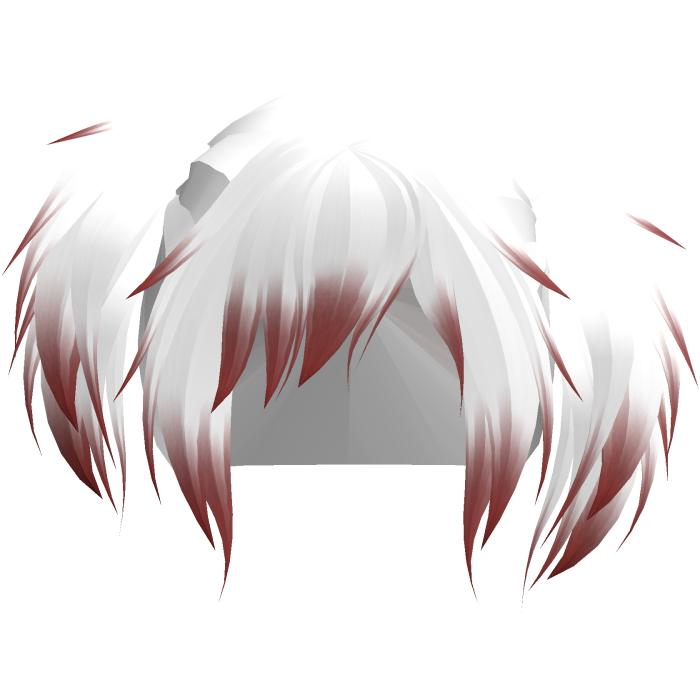 Emo Gothic Uneven Short Pigtails in White Red