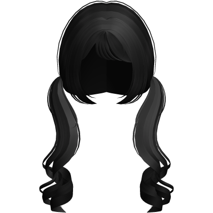 ♡ : cute long curly pigtails in black