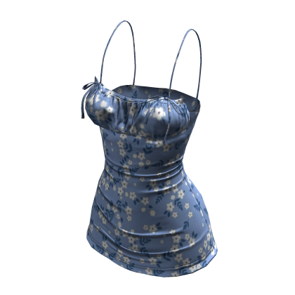 Y2K Bow Cami Mini Dress Blue Floral [JEYS] thumbnail