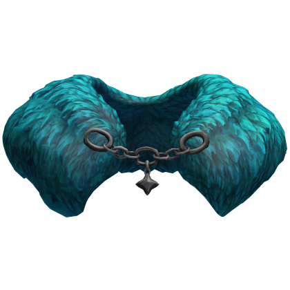 Teal Silver Fur Chain Collar