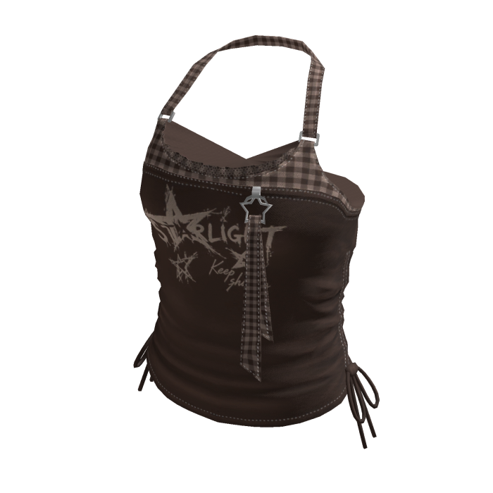 Y2K Checker Strap Graphic Crop Top (Black)