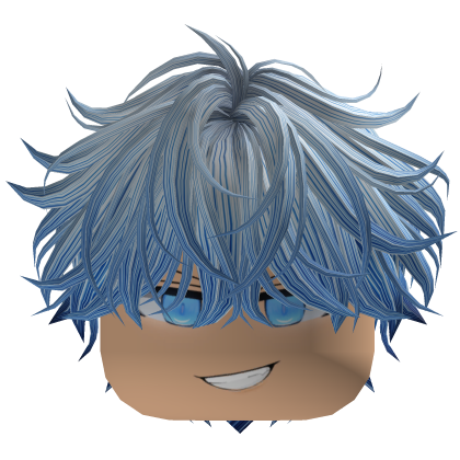 Fluffy Messy Smirk Boy Hair – White & Blue