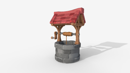 Stylized Wishing Well - Low Poly 3D Model preview 3