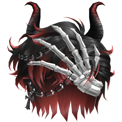 HALLOWEEN GOTH DEVIL SKELETON HAND RED OMBRE HAIR