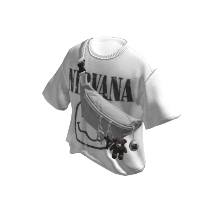 Grey crossbody bag w white grunge t-shirt