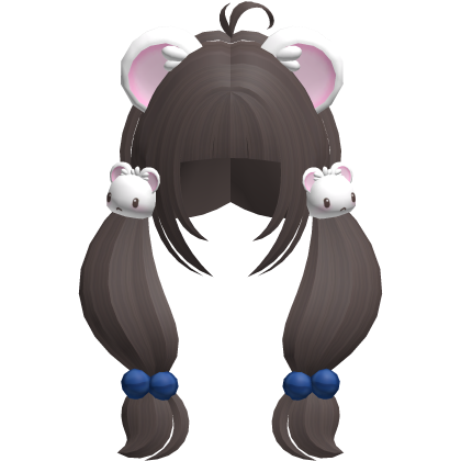 ♡ : kawaii ash brown fluffy bijou pigtails