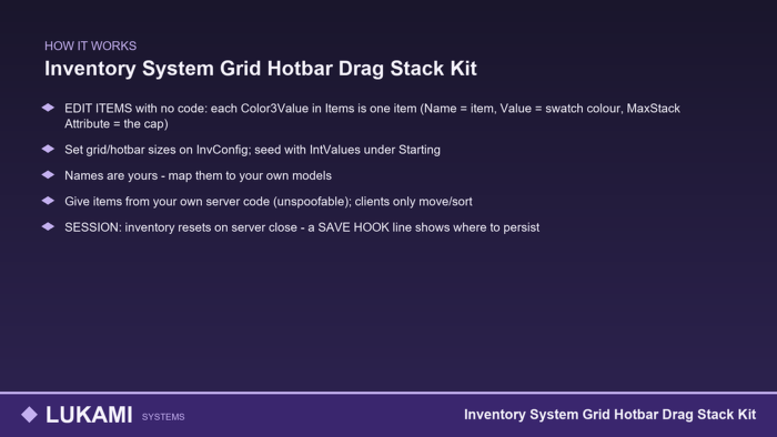 Inventory System Grid Hotbar Drag Stack Kit preview 4