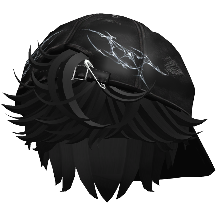 Fluffy black hair cute Cap Black cross Y2k