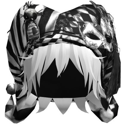 Black Gothic Circus Jester Hat w White Hair Roblox item