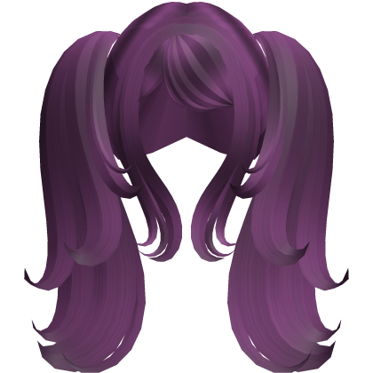 Long layered wispy fluffy pigtails in dark purple