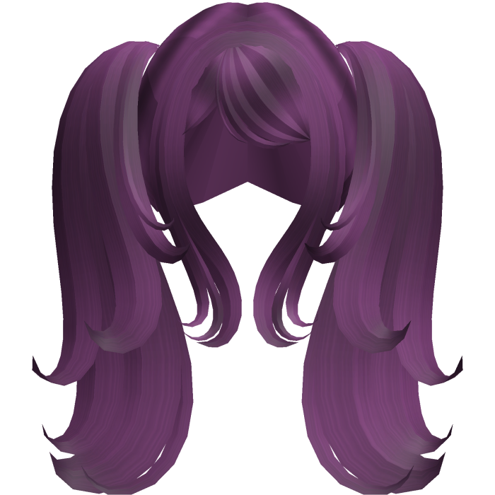 Long layered wispy fluffy pigtails in dark purple
