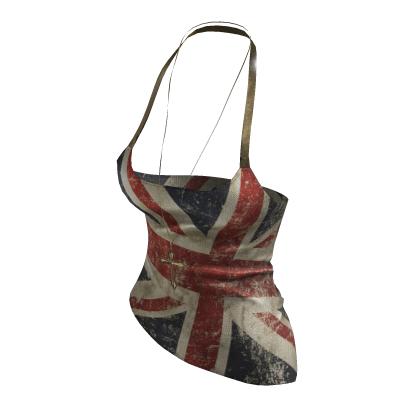 ♡ Grunge Emo United Kingdom Flag Halter Top