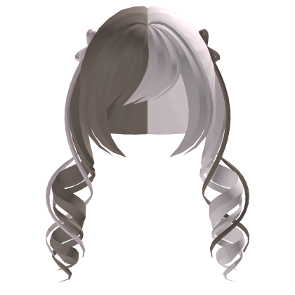 Curly Ribbon Pigtails (Brown and Pink) Roblox item